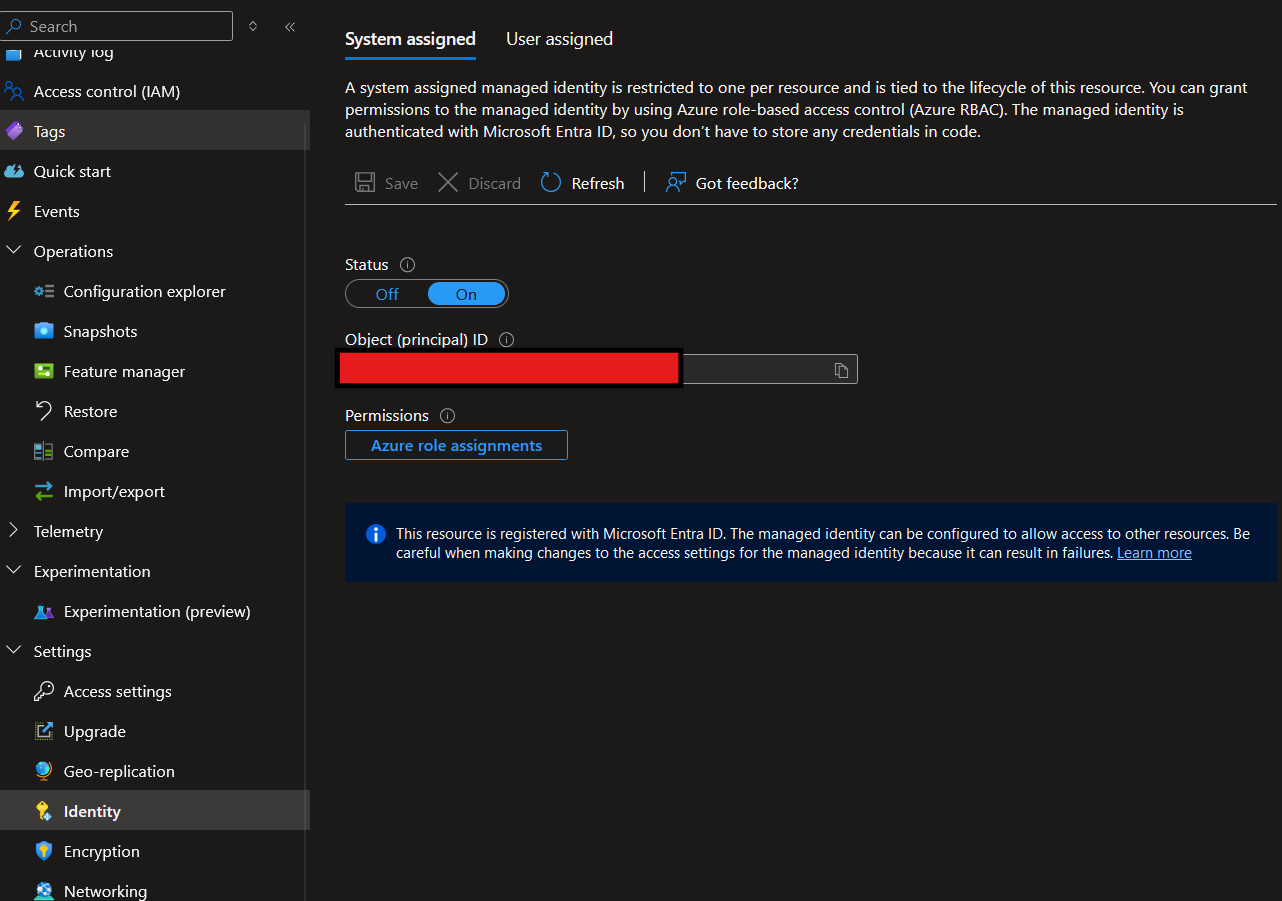 enabling managed identity